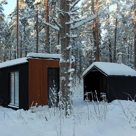 Minimaja Ja Saunamaja Vaatega Maennimetsale *